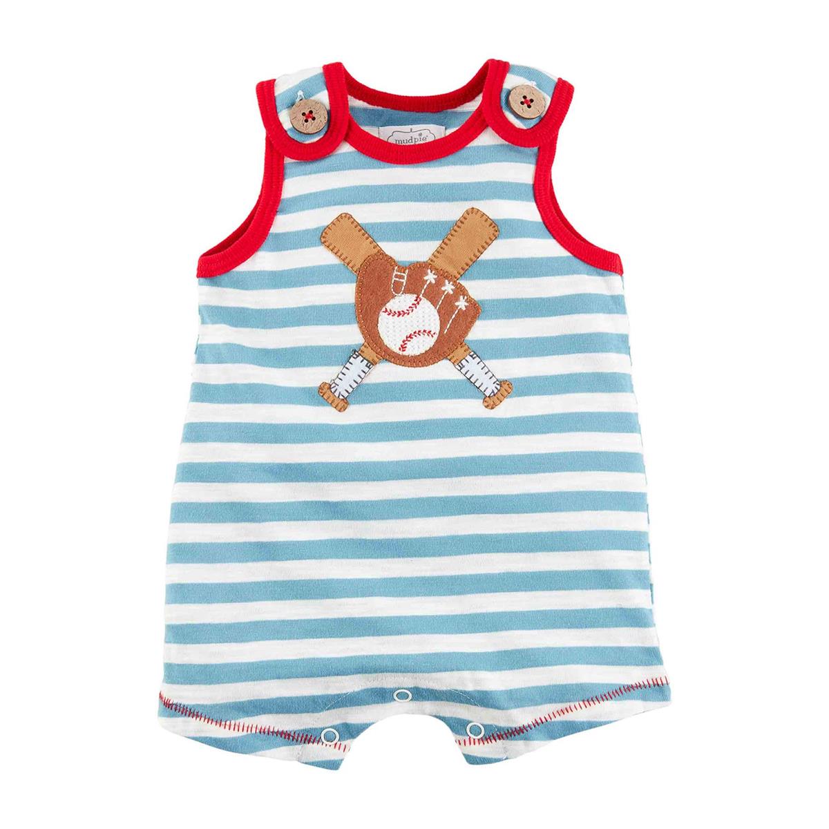 Mud Pie Cotton Slub Baseball Romper-MUD PIE-Little Giant Kidz