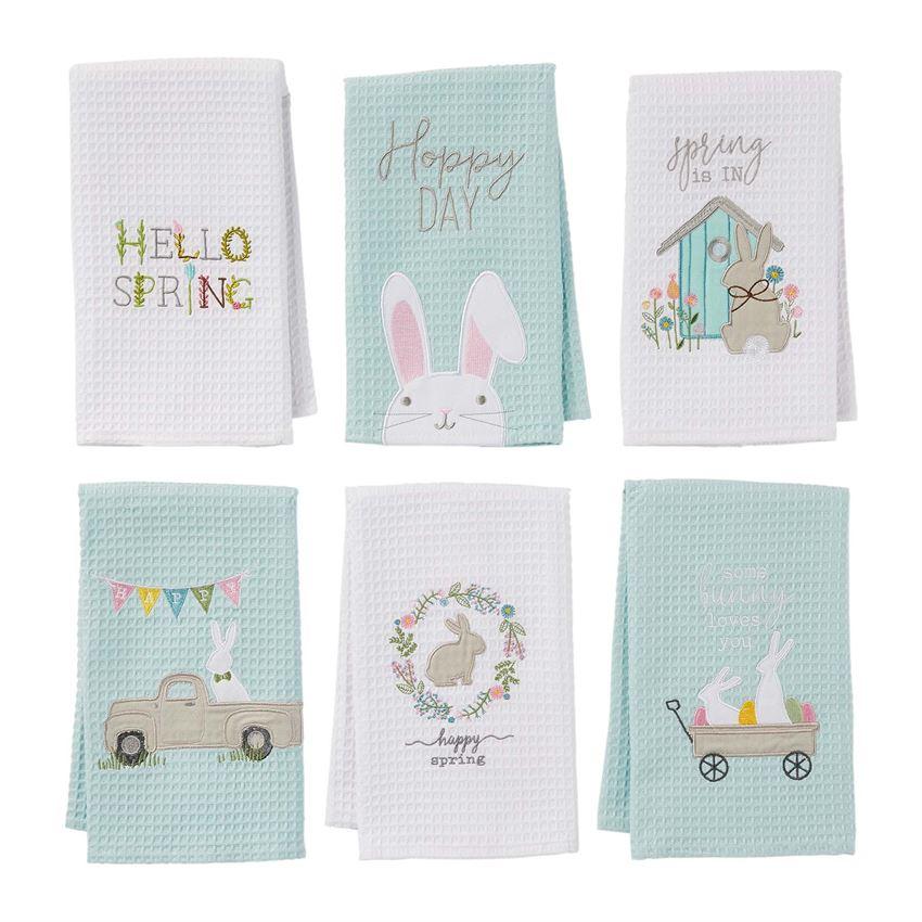 Mud Pie Easter Waffle Weave Embroidered Cotton Towel-MUD PIE-Little Giant Kidz