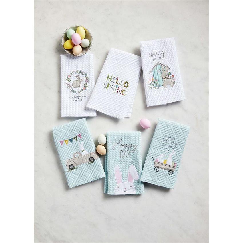 Mud Pie Easter Waffle Weave Embroidered Cotton Towel-MUD PIE-Little Giant Kidz