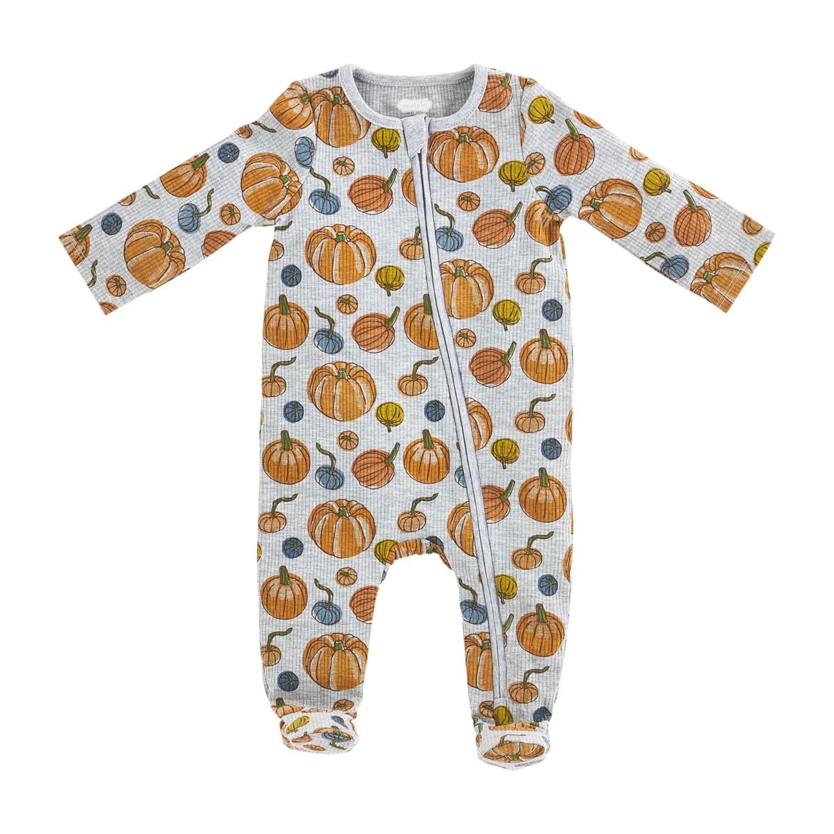 Mud Pie Gray Pumpkin Patch Zipper Sleeper-MUD PIE-Little Giant Kidz