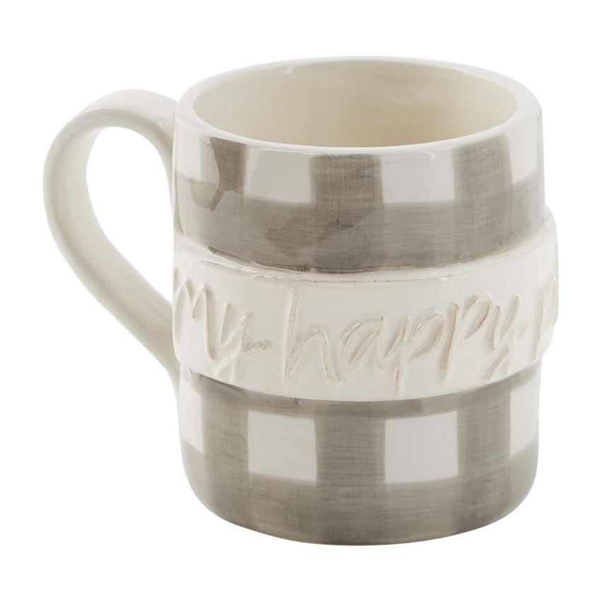 Mud Pie Hand-Painted Ceramic Happy Plaque Boxed Mug-MUD PIE-Little Giant Kidz