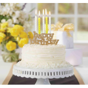 Mud Pie Happy Birthday Candle Holder Cake Topper - Gold Glitter-MUD PIE-Little Giant Kidz