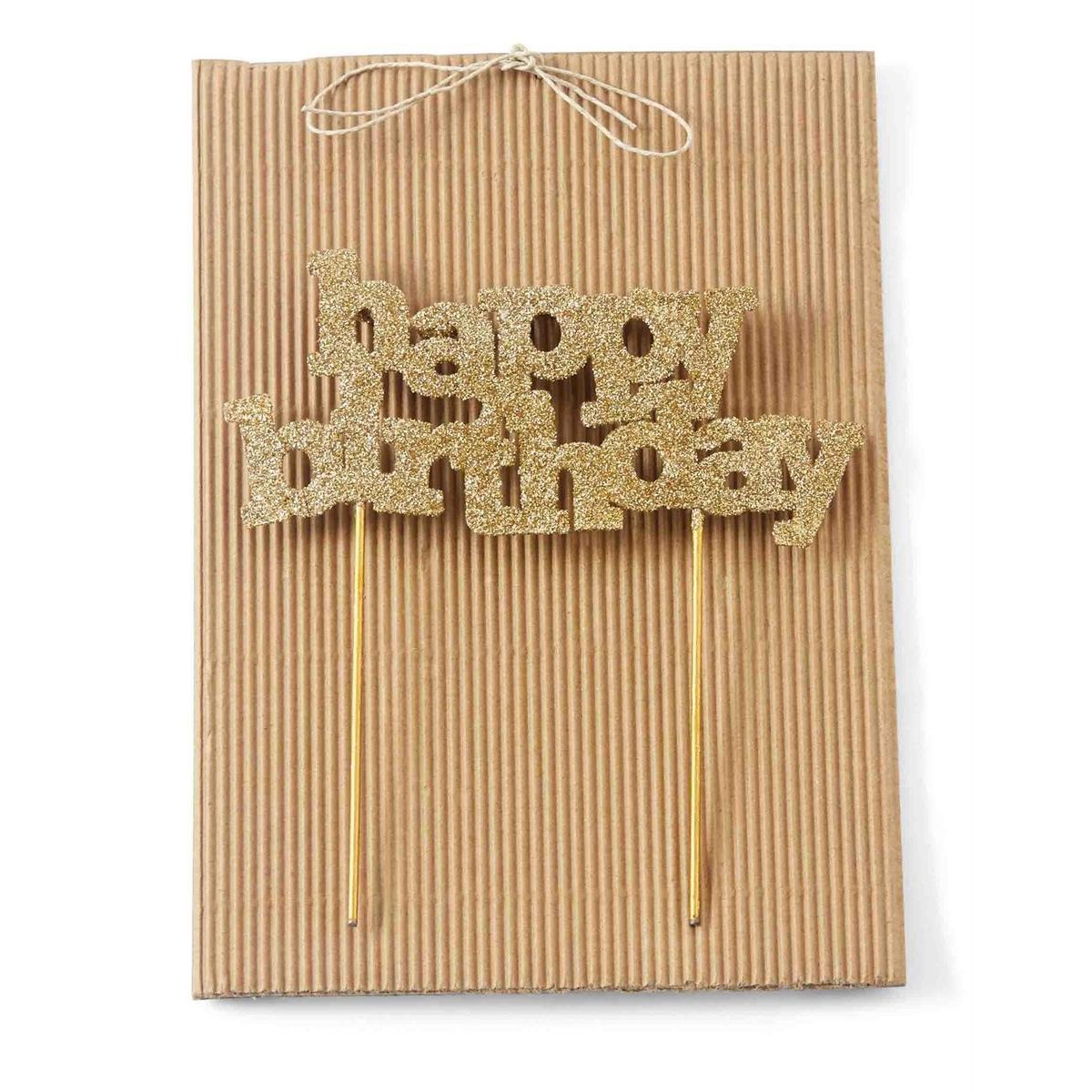 Mud Pie Happy Birthday Candle Holder Cake Topper - Gold Glitter-MUD PIE-Little Giant Kidz