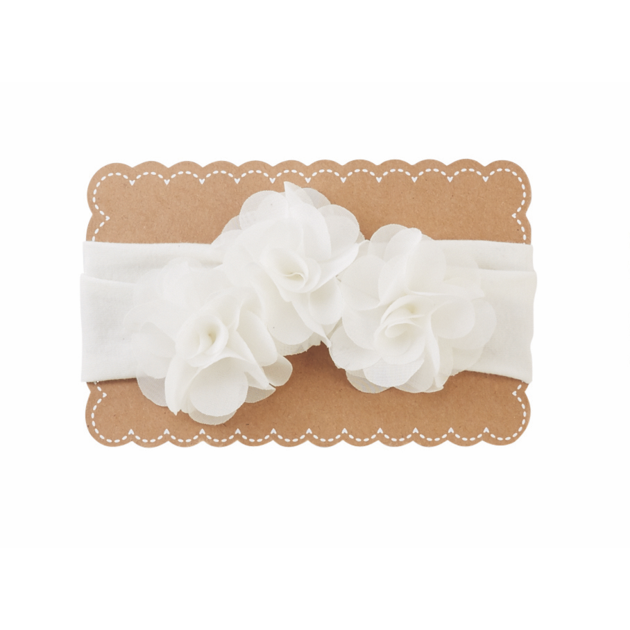 Mud Pie Headband - White Chiffon Flower-MUD PIE-Little Giant Kidz