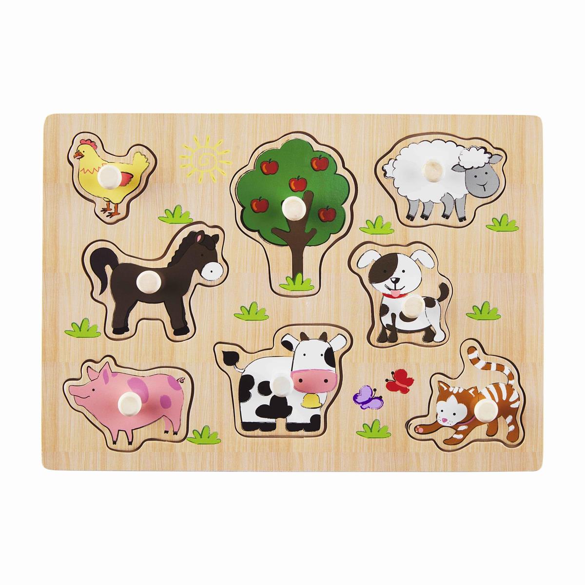 Mud Pie Knob Wood Puzzle - Farm Animals-MUD PIE-Little Giant Kidz