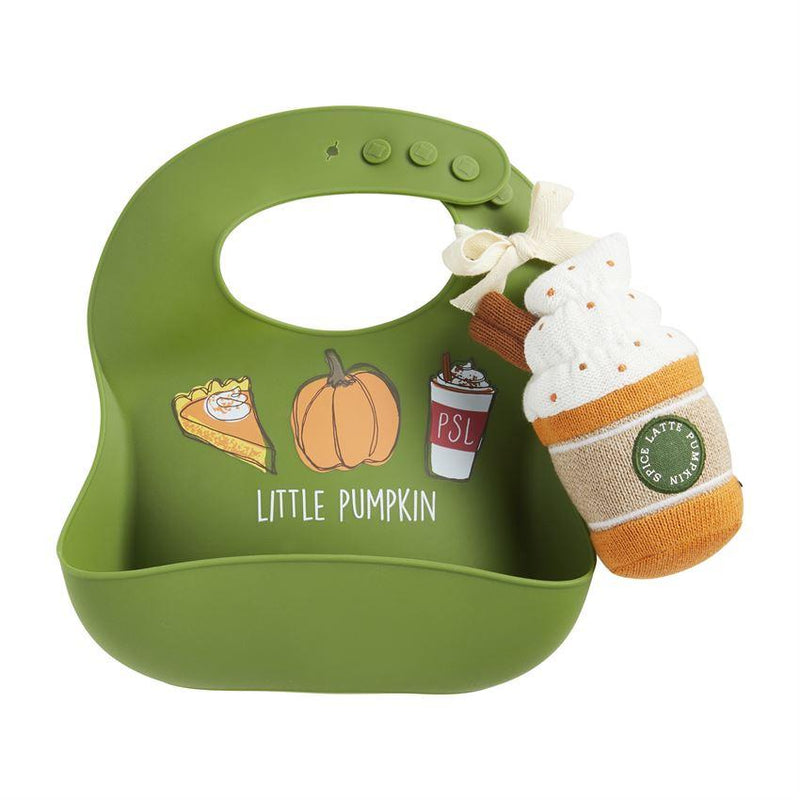 Mud Pie Pumpkin Spice Bib & Rattle Set - Green-MUD PIE-Little Giant Kidz