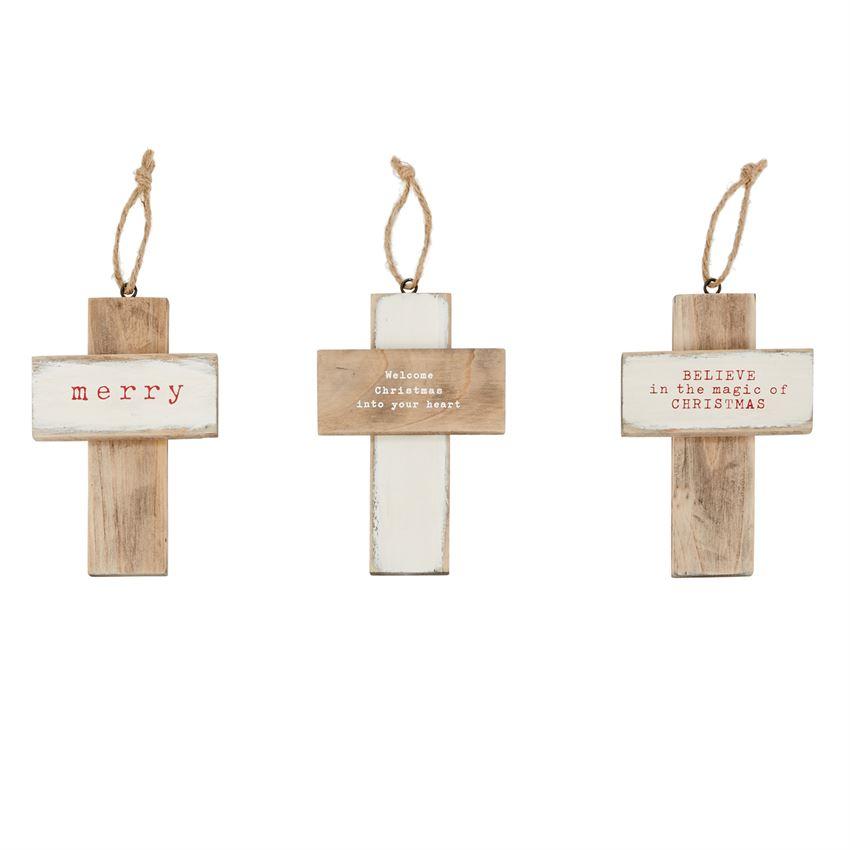 Mud Pie Sentiment Small Rugged Cross Ornament-MUD PIE-Little Giant Kidz