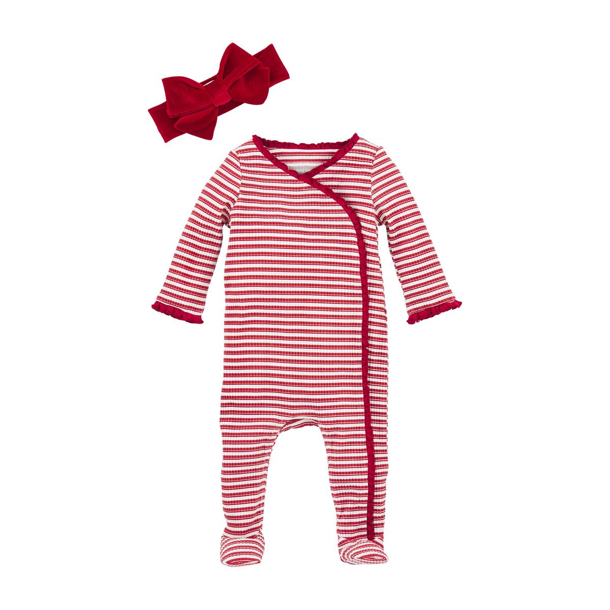 Mud Pie Striped Sleeper & Headband Set - Red-MUD PIE-Little Giant Kidz