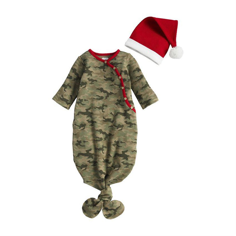 Mud Pie "Take Me Home" Camo Christmas Gown & Hat Set-MUD PIE-Little Giant Kidz