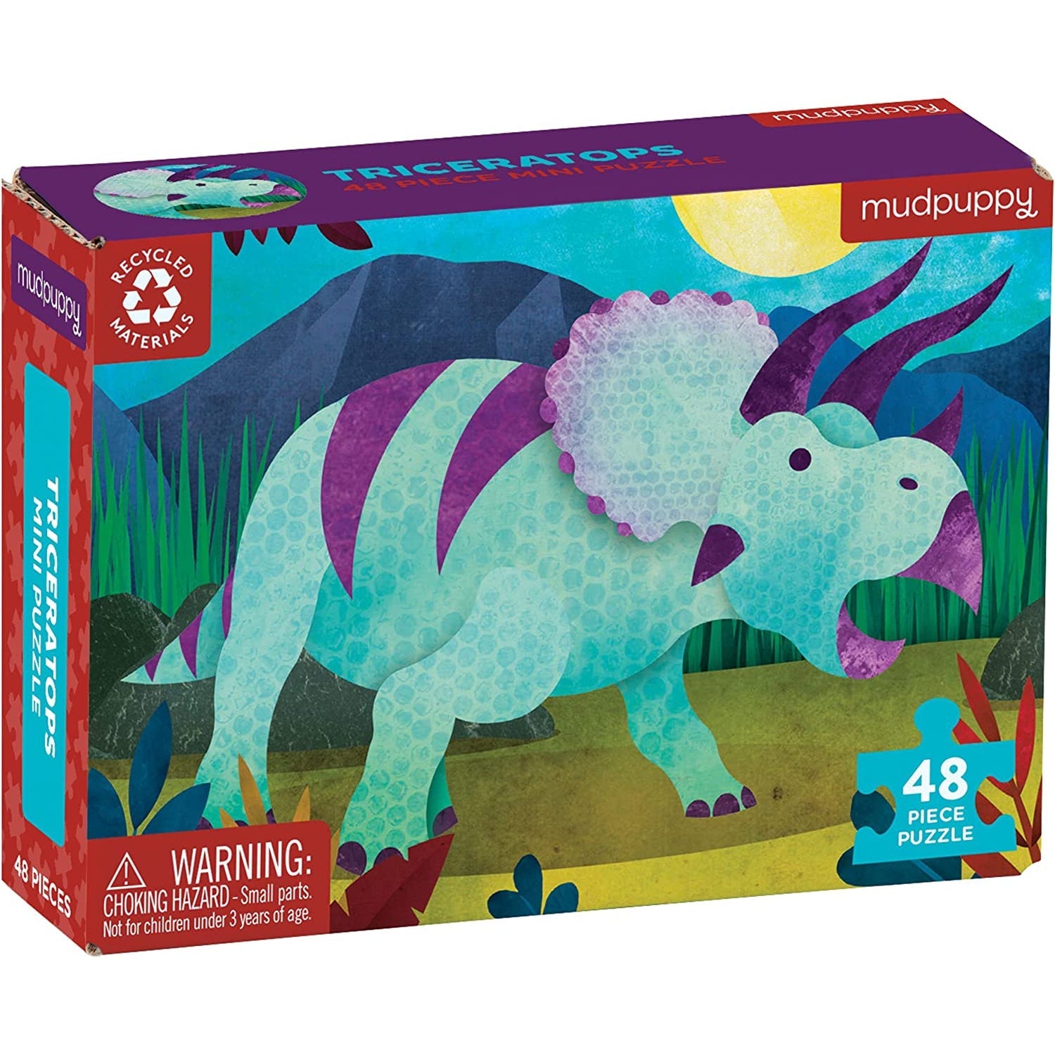 Mudpuppy 48 Piece Mini Puzzle - Triceratops-MUDPUPPY-Little Giant Kidz