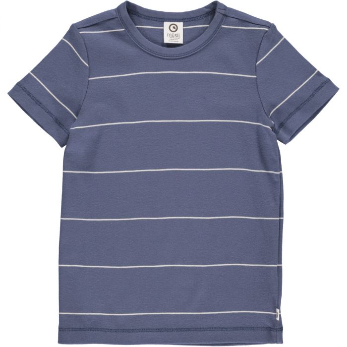Müsli Stripe Rib Shirt - Indigo-Müsli Green Cotton Group-Little Giant Kidz