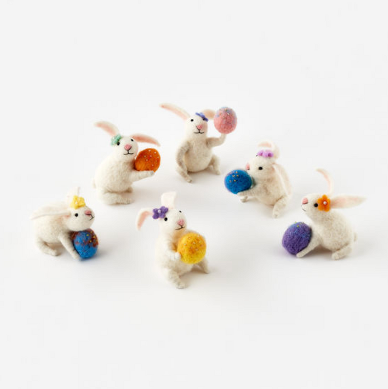 One Hundred 80 Degrees Cream Wool Bunny Holding Color Egg-ONE HUNDRED 80 DEGREES-Little Giant Kidz