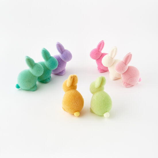 One Hundred 80 Degrees Flocked Pastel Seated Bunny with Pom Pom Tail - 7"-ONE HUNDRED 80 DEGREES-Little Giant Kidz