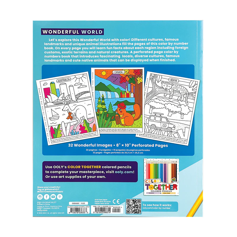 Ooly Color By Numbers Coloring Book - Wonderful World-OOLY-Little Giant Kidz