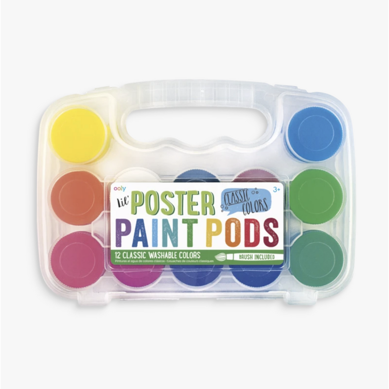 Ooly Lil’ Poster Paint Pods - Set of 12 Colors - Paintbrush Included-OOLY-Little Giant Kidz
