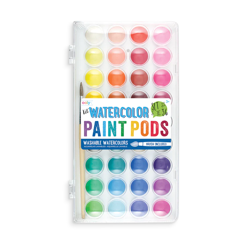 Ooly Lil’ Watercolor Paint Pods - Set of 36 Washable Paints - Paintbrush Included-OOLY-Little Giant Kidz