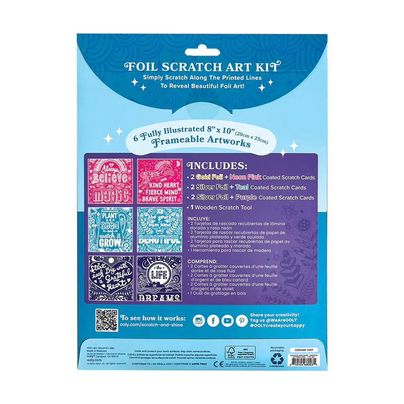 Ooly Scratch & Shine Foil Scratch Art Kit - Amazing Affirmations-OOLY-Little Giant Kidz