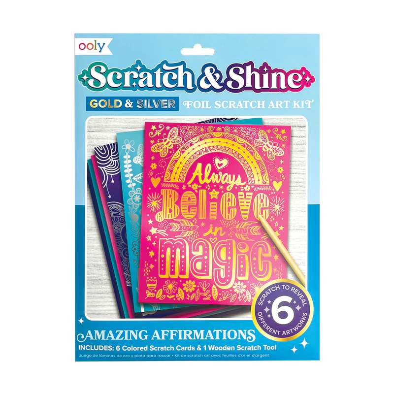 Ooly Scratch & Shine Foil Scratch Art Kit - Amazing Affirmations-OOLY-Little Giant Kidz