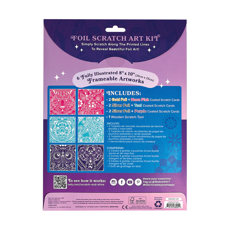 Ooly Scratch & Shine Foil Scratch Art Kit - Geometric Animals-OOLY-Little Giant Kidz