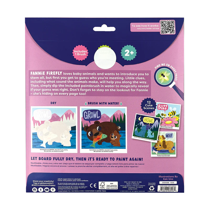 Ooly Water Amaze Water Reveal Boards - Baby Animals-OOLY-Little Giant Kidz