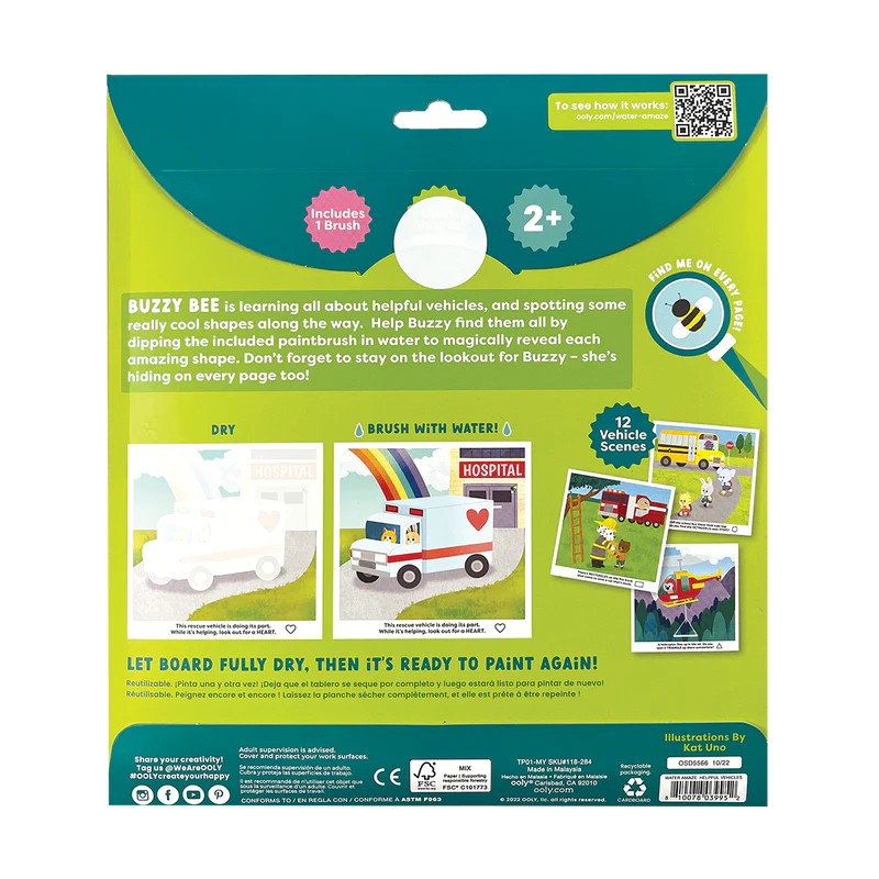 Ooly Water Amaze Water Reveal Boards - Helpful Vehicles-OOLY-Little Giant Kidz