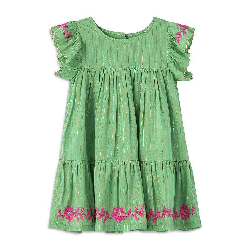 Peek Kids Flutter Sleeve Tiered Dress - Green-Peek Clothing-Little Giant Kidz