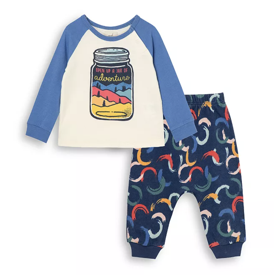 Peek Kids Jar of Adventure Pant Set - Cream/Blue-Peek Clothing-Little Giant Kidz