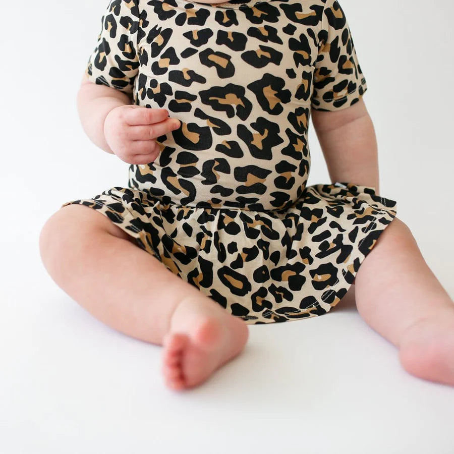 Posh Peanut Lana Leopard Short Sleeve Twirl Skirt Bodysuit-Posh Peanut-Little Giant Kidz