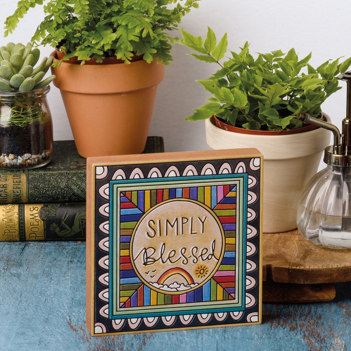 Primitives By Kathy Block Sign - Simply Blessed-Primitives by Kathy-Little Giant Kidz