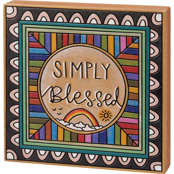 Primitives By Kathy Block Sign - Simply Blessed-Primitives by Kathy-Little Giant Kidz