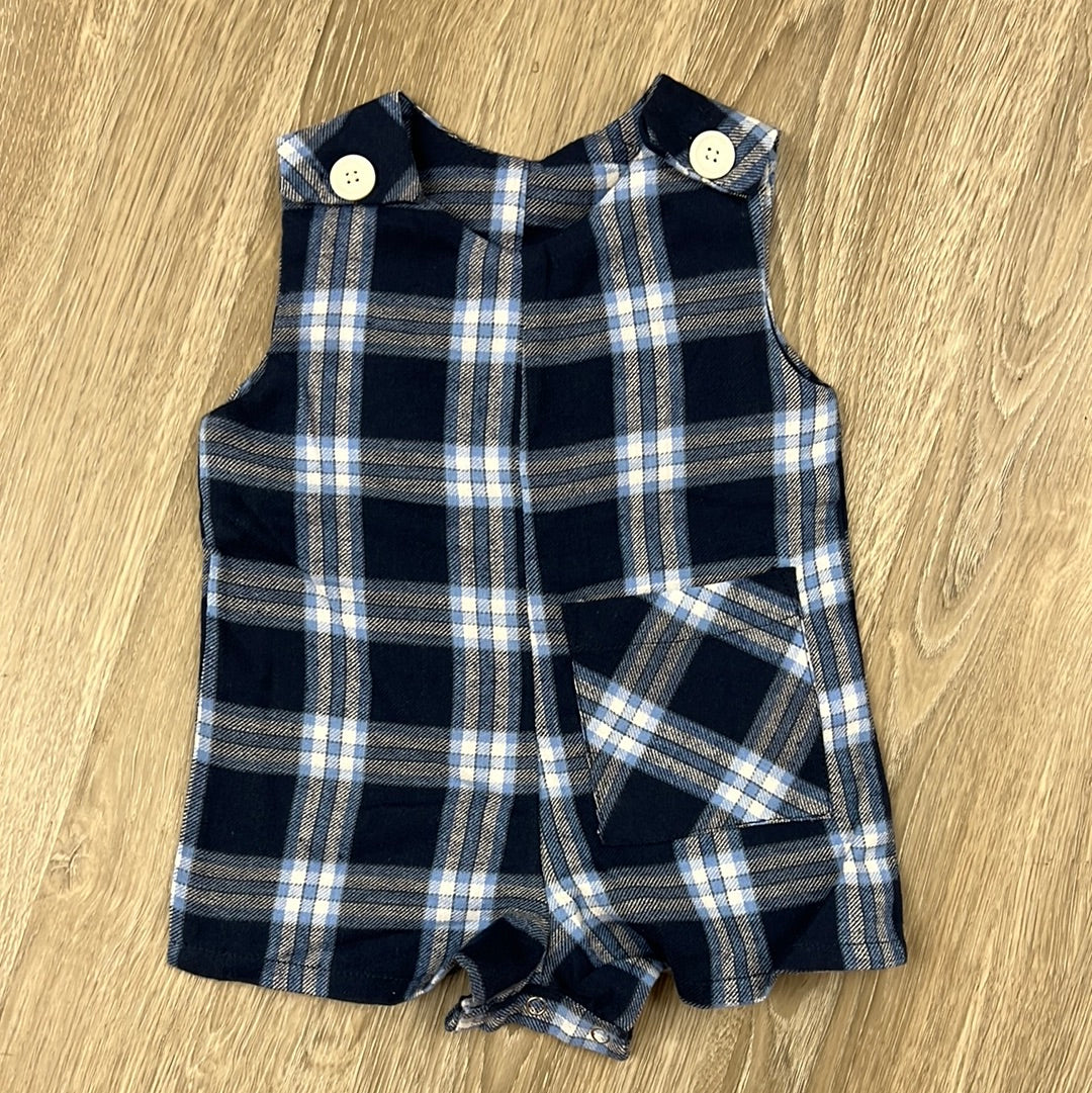 Ren & Rouge Blue Plaid Baby Romper-Ren & Rouge-Little Giant Kidz
