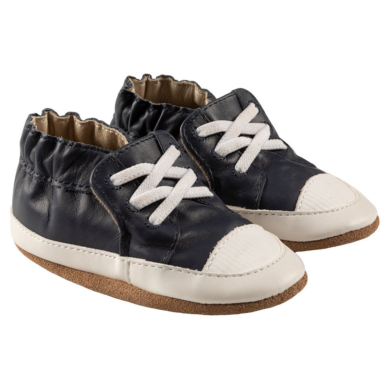 Robeez Corey Soft Soles, Navy Leather-ROBEEZ-Little Giant Kidz