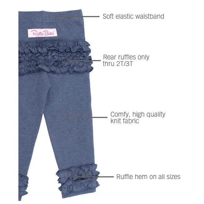 RuffleButts Faux Denim Solid Ruffle Leggings-RUFFLEBUTTS-Little Giant Kidz