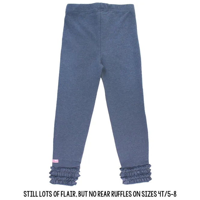 RuffleButts Faux Denim Solid Ruffle Leggings-RUFFLEBUTTS-Little Giant Kidz