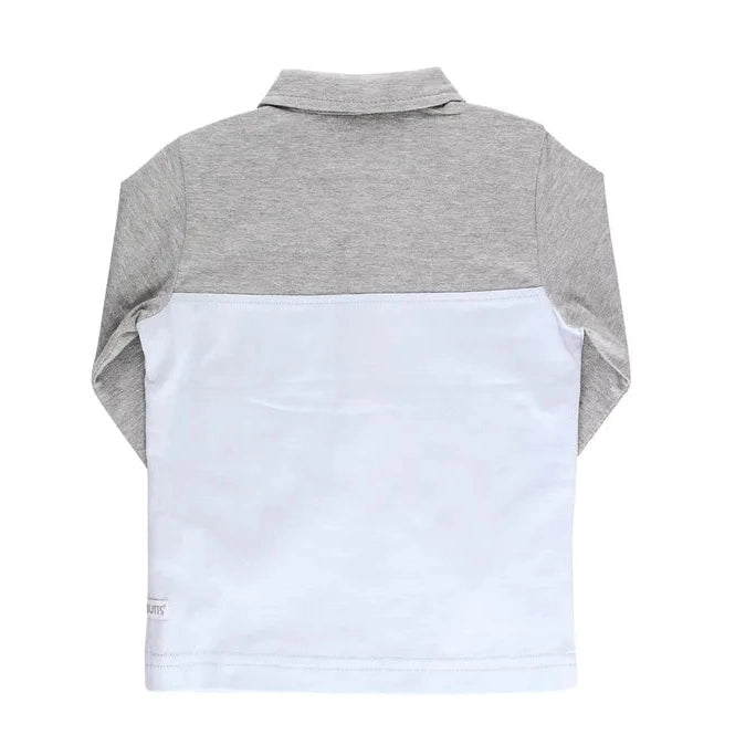 RuggedButts Heather Gray & Antique Blue Color Block Polo-RUGGEDBUTTS-Little Giant Kidz