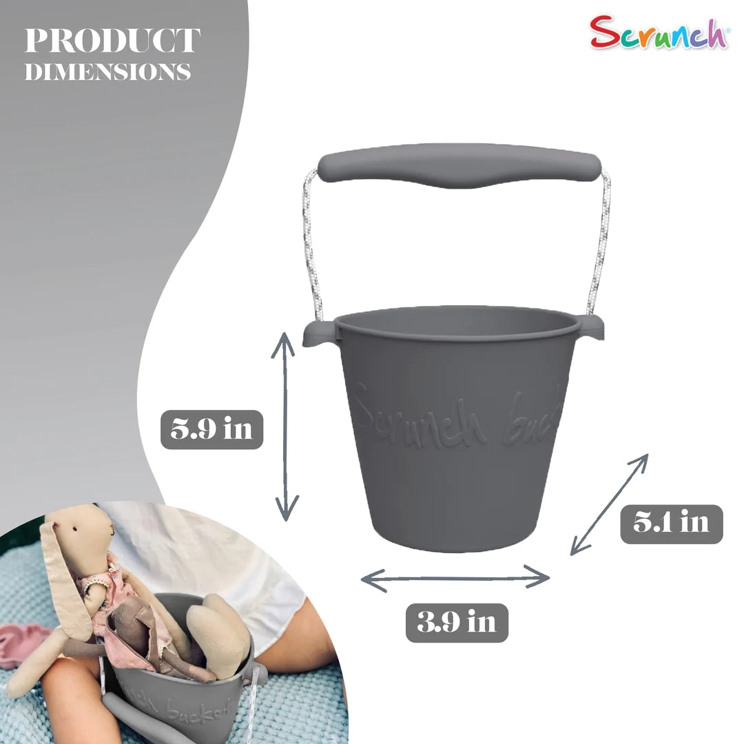 Scrunch Silicone Bucket Cool Grey - Roll it, Fold it, Scrunch it!-DAM Good Ideas-Little Giant Kidz