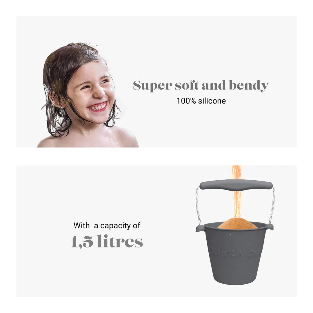 Scrunch Silicone Bucket Cool Grey - Roll it, Fold it, Scrunch it!-DAM Good Ideas-Little Giant Kidz