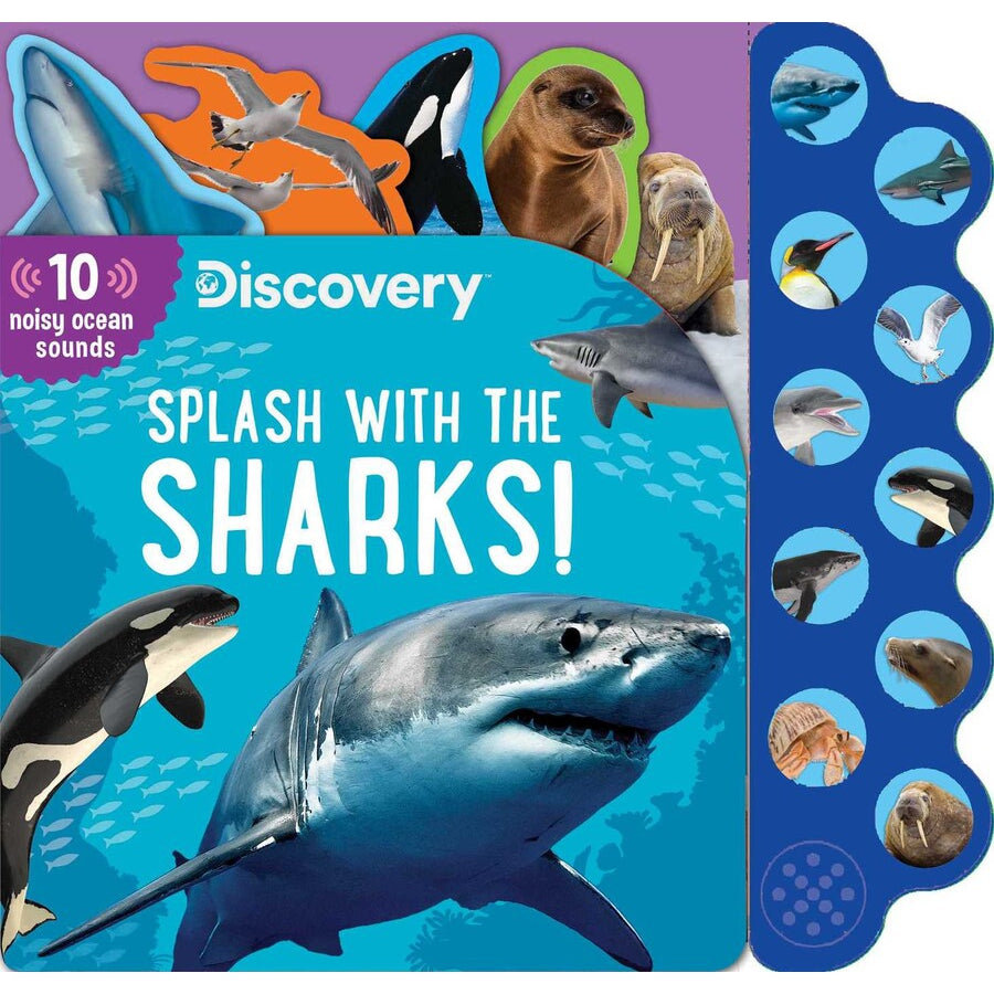 Simon & Schuster: Discovery: Splash with the Sharks! (Hardcover Sound Book)-SIMON & SCHUSTER-Little Giant Kidz
