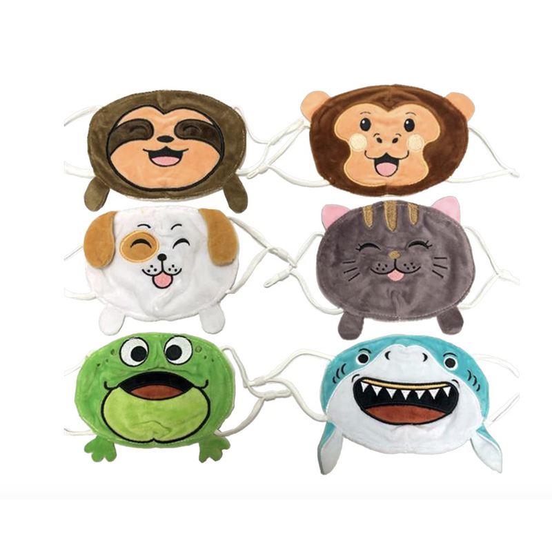 Streamline Imagined Plush Animal Kid Face Masks with Antibacterial Silver Ion Lining - Assorted-Streamline Imagined-Little Giant Kidz