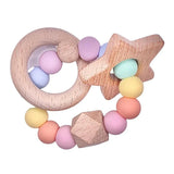 Sugar + Maple Silicone & Beech Wood Star Teething Ring-SUGAR AND MAPLE-Little Giant Kidz