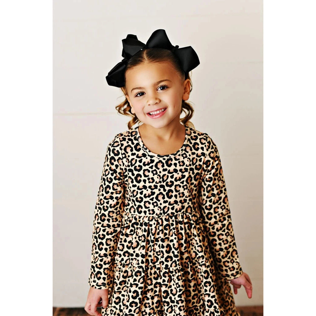 Swoon Baby Clothing Midnight Leopard Charming Dress-Swoon Baby Clothing-Little Giant Kidz