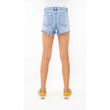 Tractr Girls Brittany - Mid-Rise Fray Hem Shorts - Indigo-TRACTR JEANS-Little Giant Kidz