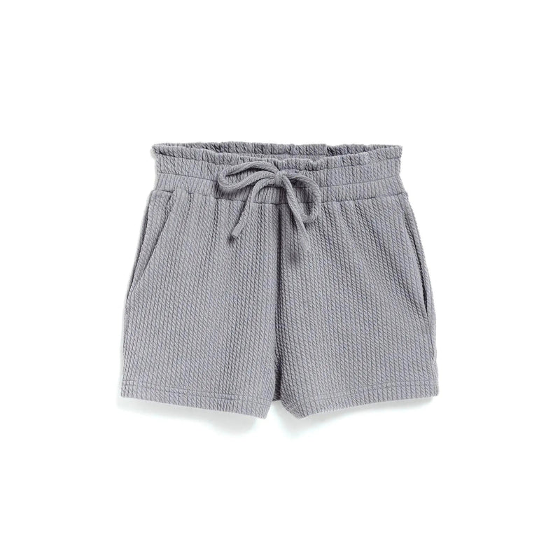 Tractr Girls Mid-Rise Relaxed Drawstring Shorts - Gray-TRACTR JEANS-Little Giant Kidz