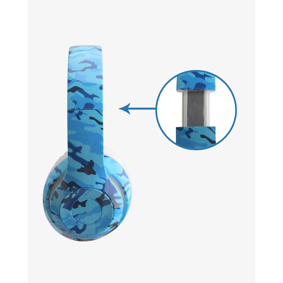 Trend Tech Brands Bluetooth Stereo Headphones - Blue Camo Bling-Trend Tech Brands-Little Giant Kidz