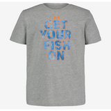 Under Armour Youth Boy's Get Your Fish On Shirt - Mod Gray-UNDER ARMOUR-Little Giant Kidz