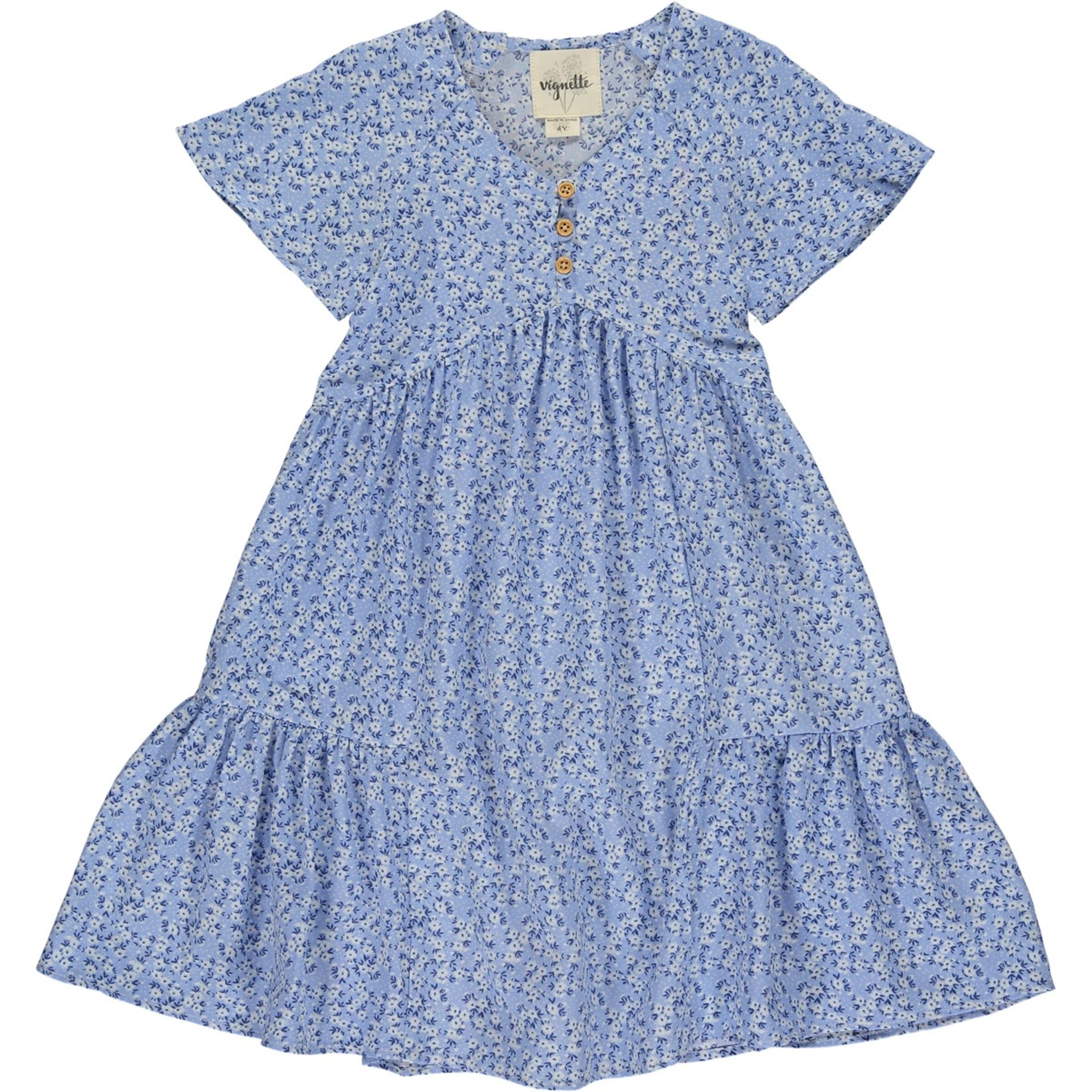 Vignette Blue Ditsy Floral Wanda Dress-VIGNETTE-Little Giant Kidz