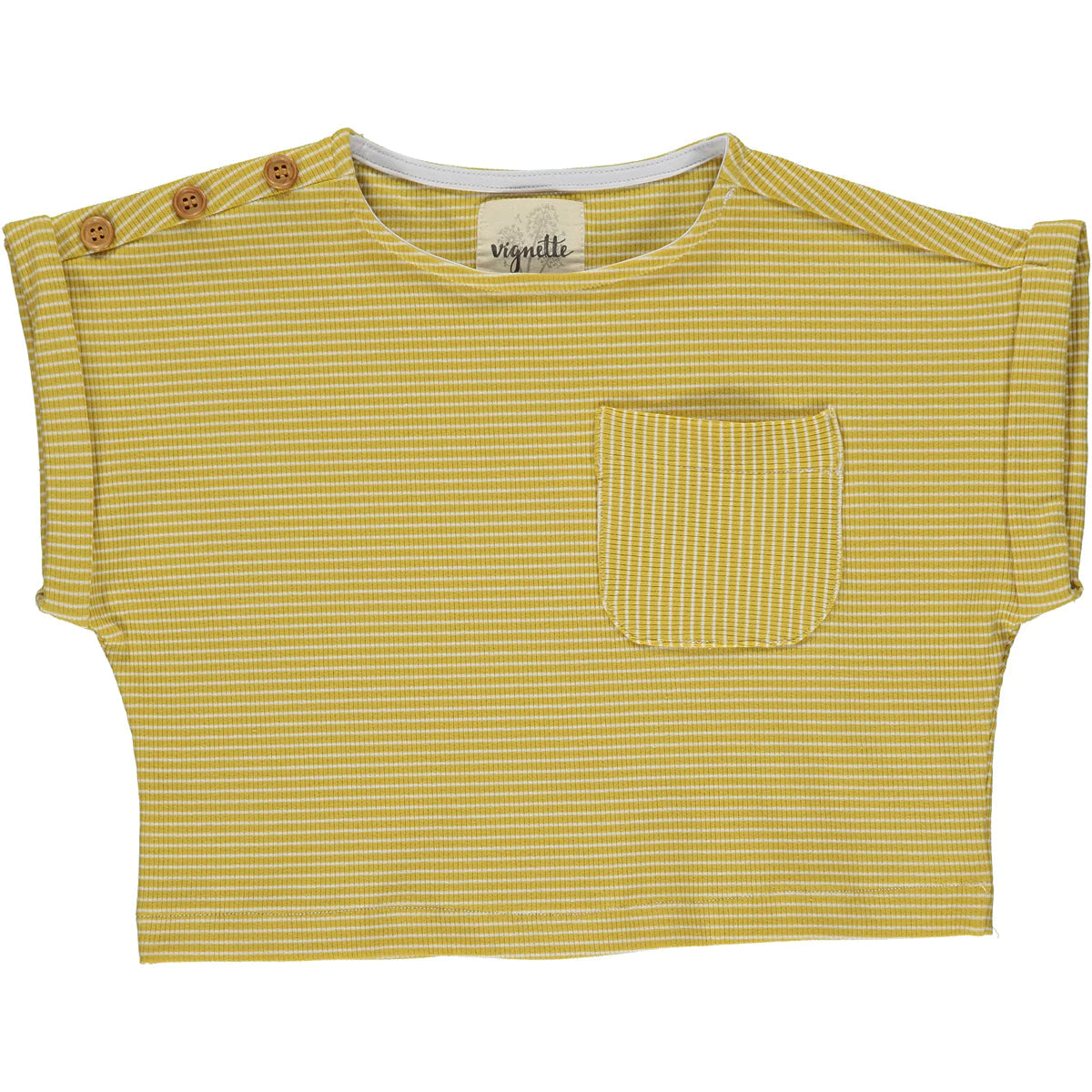 Vignette Gold/White Rib Stripe Kassie T-Shirt-VIGNETTE-Little Giant Kidz