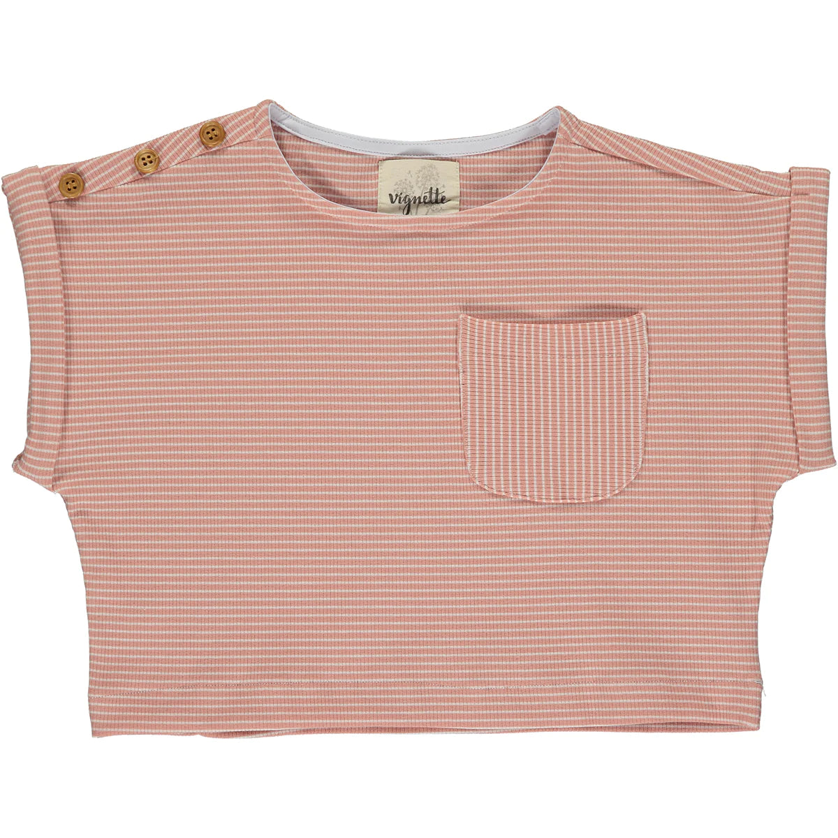 Vignette Pink/White Rib Stripe Kassie T-Shirt-VIGNETTE-Little Giant Kidz