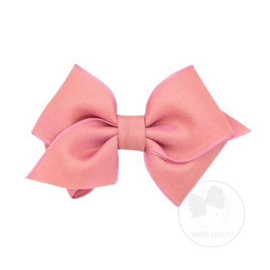 Wee Ones Extra Small Irridescent Taffeta/Grosgrain Overlay Bow-WEE ONES-Little Giant Kidz