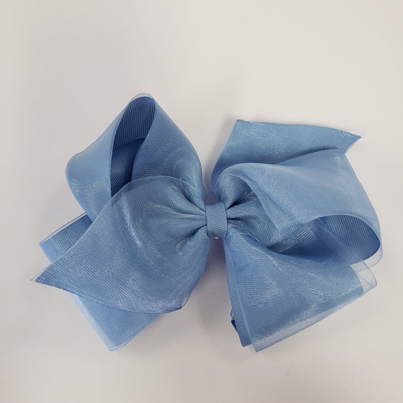Wee Ones King Organza Overlay Bow - French Blue-WEE ONES-Little Giant Kidz